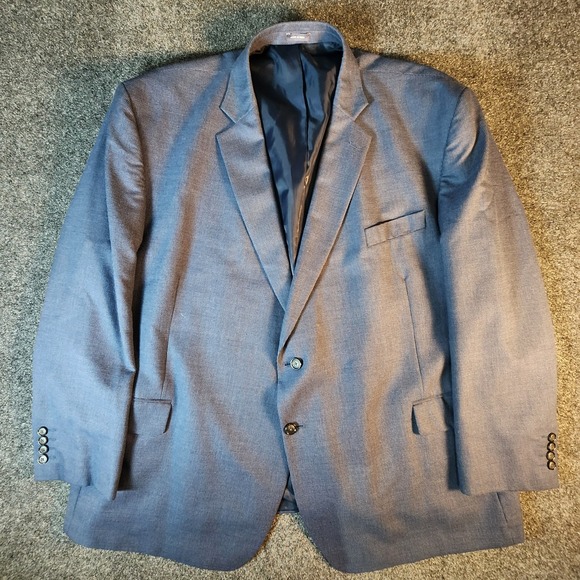 Stafford Big and Tall Travel Blue Wool Blend Blazer Mens 56BR Sports Coat Preppy - Picture 5 of 16